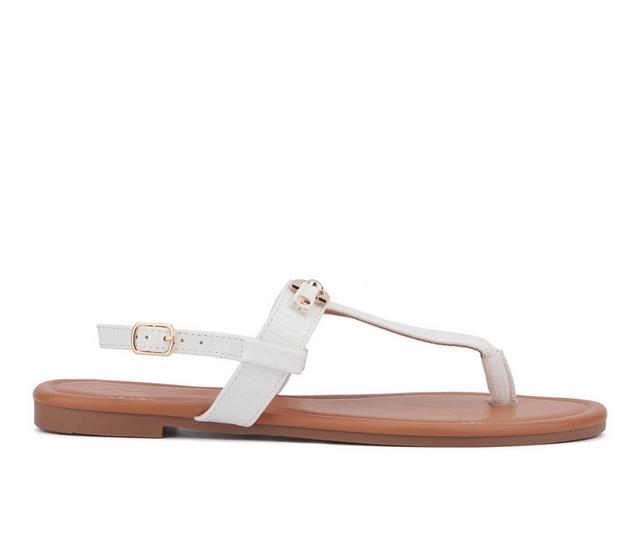 Women's New York and Company Angelica Sandals in White Lizard color