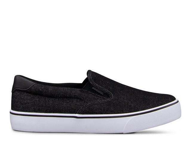 Men's Lugz Clipper Denim Wide Casual Slip-On Shoes in Black/White color