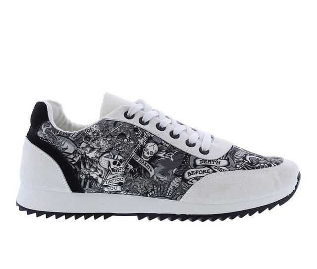 Men's Ed Hardy Hank Casual Sneakers in White color