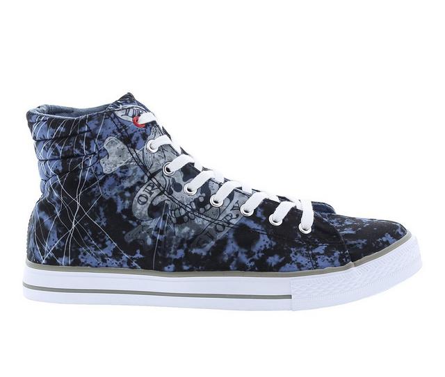Men's Ed Hardy Justice High-Top Casual Sneakers in Blue color