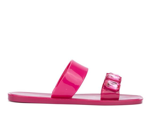 Women's New York and Company Chantalle Jelly Sandals in Fuchsia color