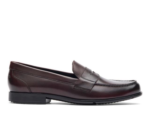 Men's Rockport Classic Penny Loafers in Burgundy color