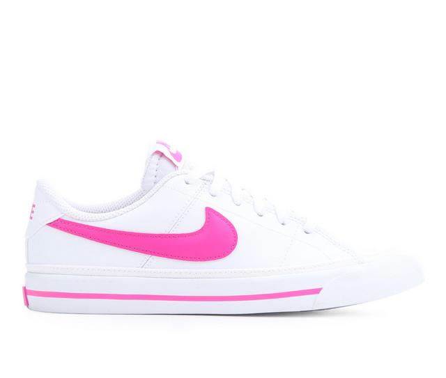 Kids' Nike Little Kid & Big Kid Court Legacy Sneakers in Wht/Lsr Fuchsia color