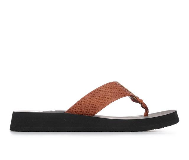 Women's Yellow Box Addyson Flip-Flops in Tan color