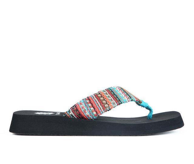 Women's Yellow Box Oria Flip-Flops in Turquoise color