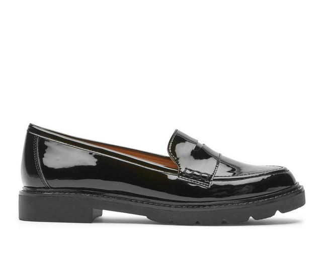 Women's Rockport Kacey Penny Loafers in Black Patent color