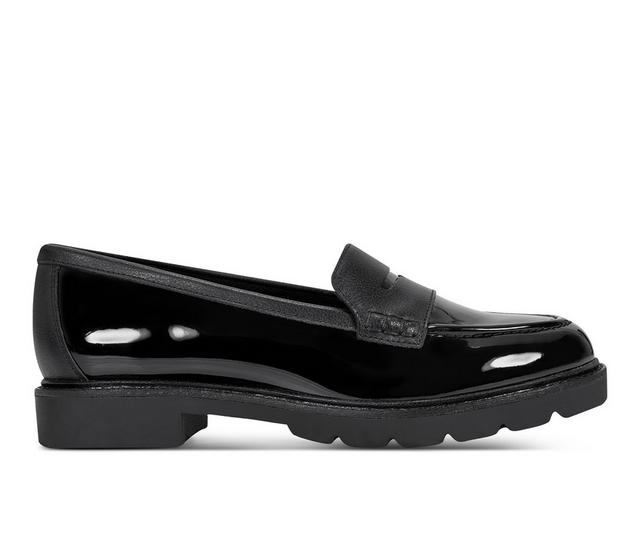 Women's Rockport Kacey Penny Loafers in Black Patent color