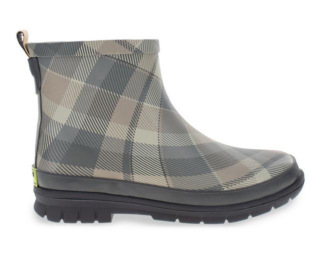 Women's Western Chief Terra Plaid Shorty Rain Boots in Gray color