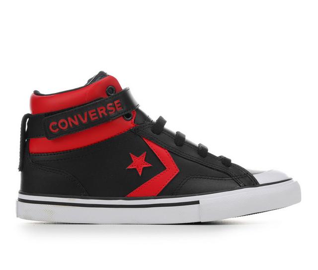 Boys' Converse Little Kid Pro Blaze Varsity Mid-Top Sneakers in Black/Red/White color