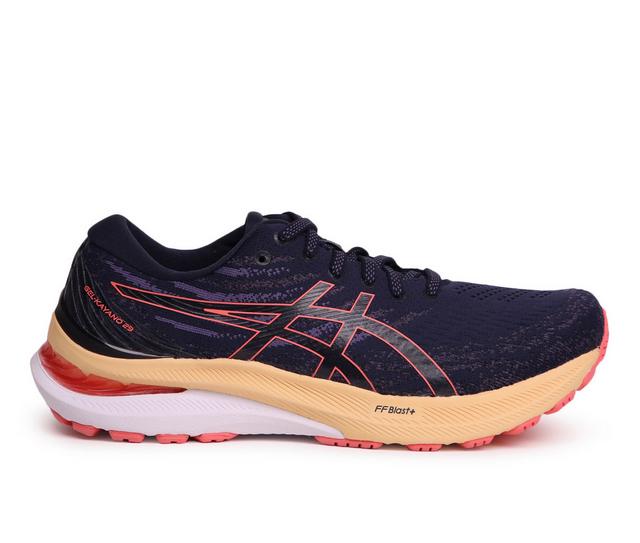 Women's ASICS Kayano 29 Running Shoes in Midnight/Papaya color