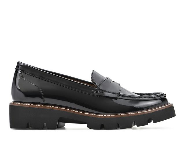 Women's White Mountain Gunner Chunky Loafers in Black Patent color