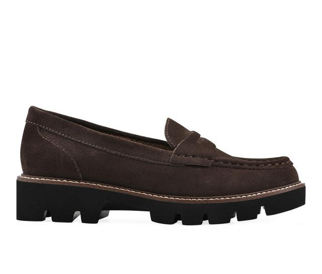 Women's White Mountain Gunner Chunky Loafers in Coco Brown color