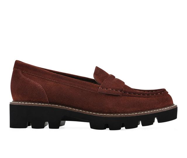 Women's White Mountain Gunner Chunky Loafers in Rust Suede color