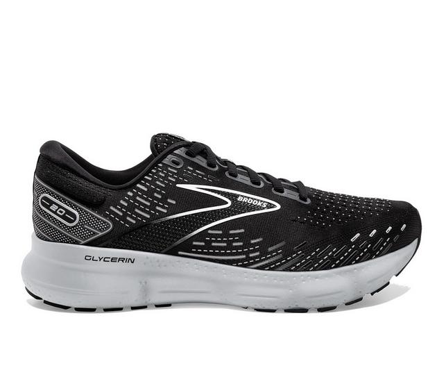 Men's Brooks Glycerin 20 Running Shoes in Black/White color