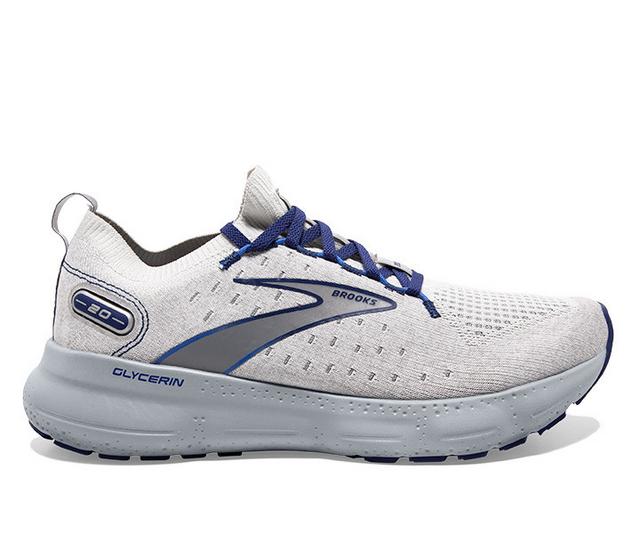 Men's Brooks Glycerin 20 Running Shoes in Alloy/Blue color