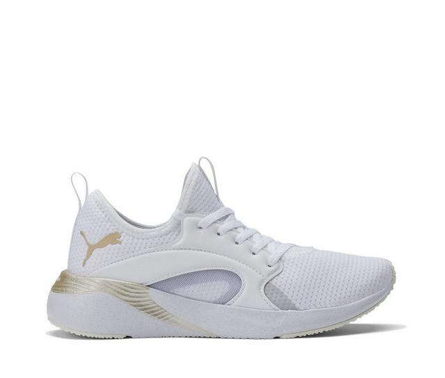 Women's Puma Betterfoam Adore Pearlized Sneakers in White/Gold color