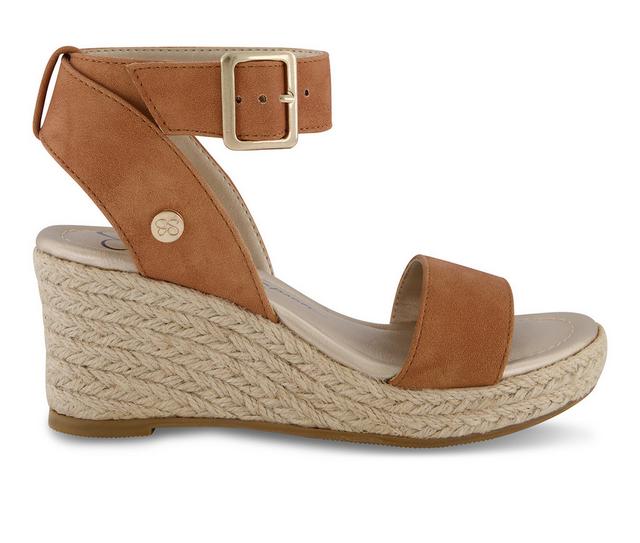 Girls' Jessica Simpson Little Kid & Big Kid Asha Cuff Espadrille Wedge Sandals in Cognac color