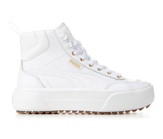 Women's Puma Kaia Mid Platform Sneakers in White/White color