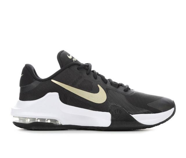 Men's Nike Air Max Impact 4 Basketball Shoes in Black/Gold/Whit color