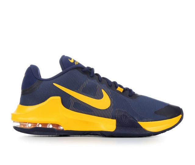 Men's Nike Air Max Impact 4 Basketball Shoes in Navy/Gold 401 color