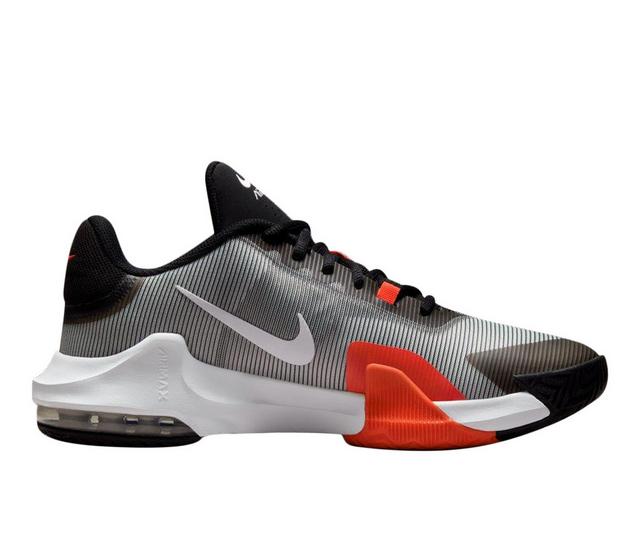 Men's Nike Air Max Impact 4 Basketball Shoes in Blk/White/Red color