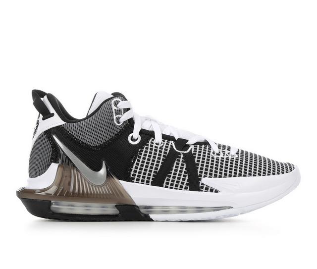 Men's Nike Lebron Witness VII Basketball Shoes in Wht/Sil/Blk color
