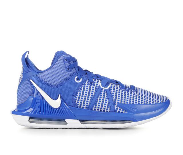 Men's Nike Lebron Witness VII Basketball Shoes in Royal/White color