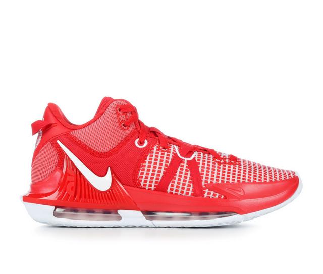 Men's Nike Lebron Witness VII Basketball Shoes in Red/White color