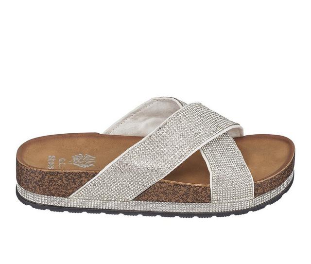 Women's GC Shoes Ariane Footbed Sandals in Silver color