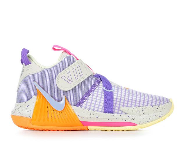 Boys' Nike Little Kid LeBron Witness VII Basketball Shoes in Ore/Coblt/Grape color