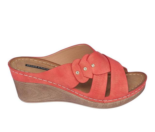 Women's GC Shoes Dorty Wedge Sandals in Red color