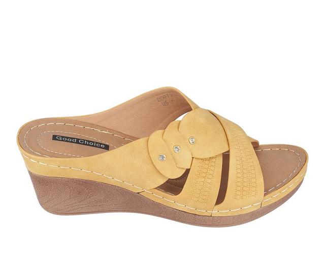 Women's GC Shoes Dorty Wedge Sandals in Yellow color