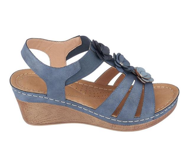 Women's GC Shoes Beck Wedge Sandals in Navy color