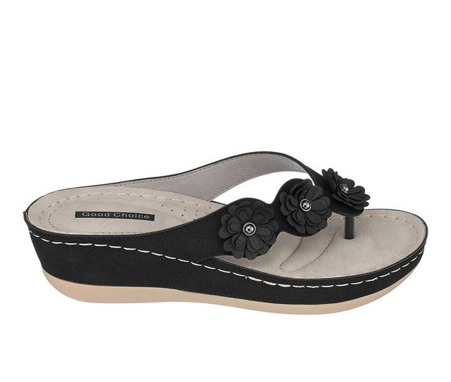 Women's GC Shoes Ammie Wedge Flip-Flops in Black color