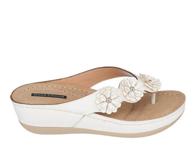 Women's GC Shoes Ammie Wedge Flip-Flops in White color