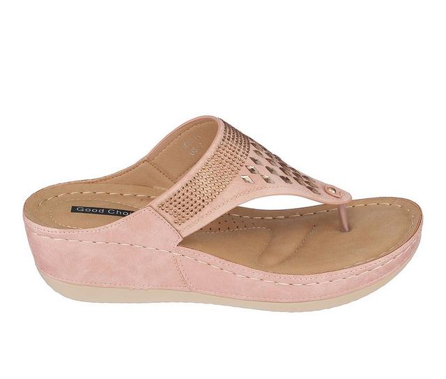 Women's GC Shoes Kiara Wedge Flip-Flops in Blush color