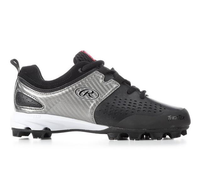 Boys' RAWLINGS Little Kid & Big Kid Clubhouse Low Baseball Cleats in Black/Silver color