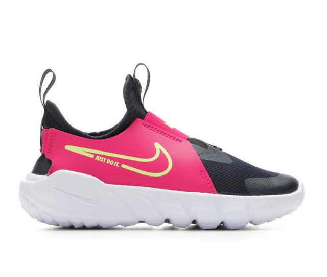 Girls' Nike Little Kid Flex Runner 2 Slip-On Running Shoes in DkObs/Lm/Bry/Wh color