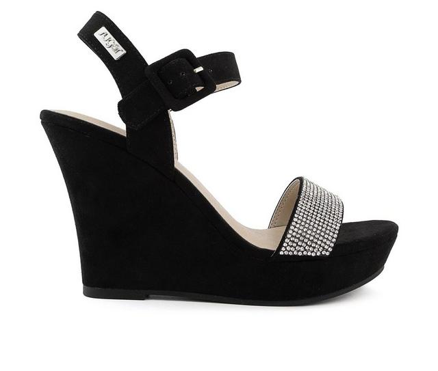 Women's Sugar Chili Special Occasion Wedge Sandals in Black color