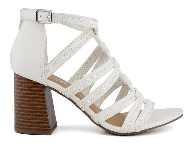 Women's Sugar Browser Block Heel Sandals in White color