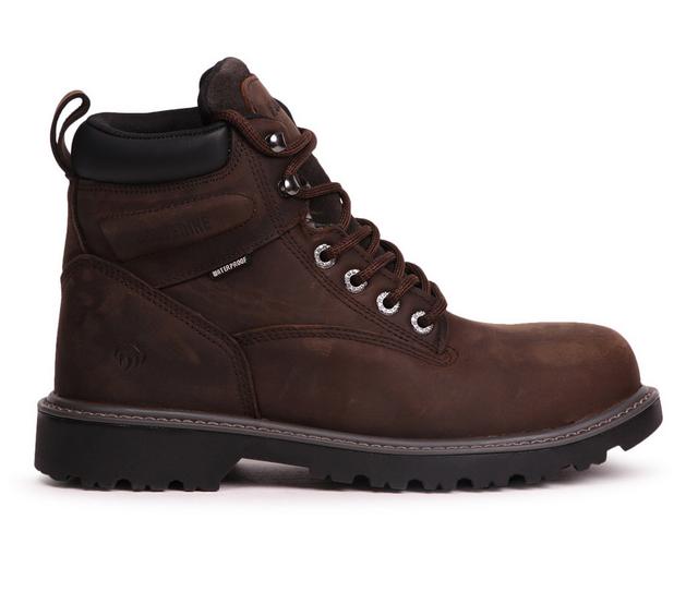 Men's Wolverine 220030 Floorhand Waterproof Work Boots in Dark Brown color