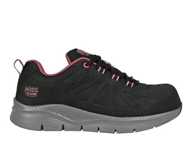 Women's Hoss Boot Skyline Slip-Resistant Work Shoes in Black/Red color
