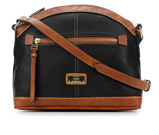 BOC Oakfield Pebble Dome Crossbody Handbag in Black/Saddle color