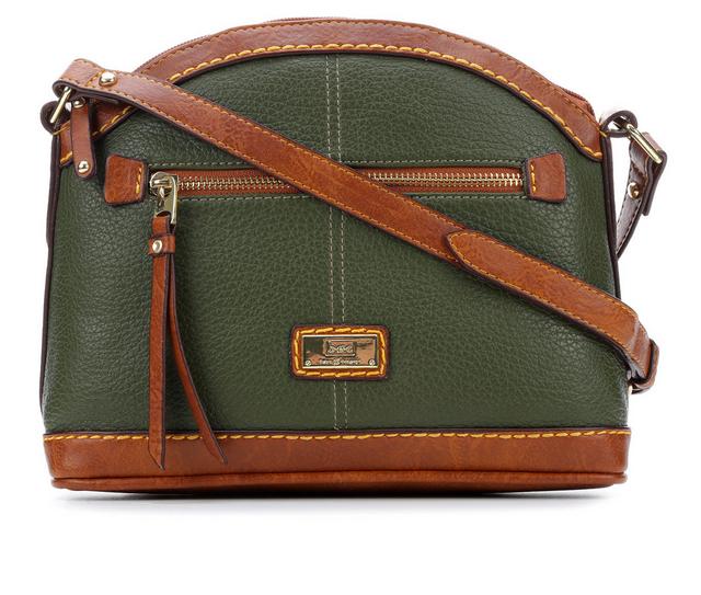 BOC Oakfield Pebble Dome Crossbody Handbag in Olive/Saddle color