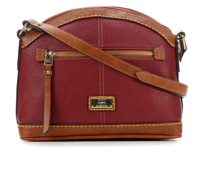 BOC Oakfield Pebble Dome Crossbody Handbag in Burgundy/Saddle color