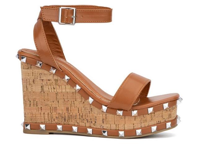 Women's Olivia Miller Talani Wedge Sandals in Cognac color