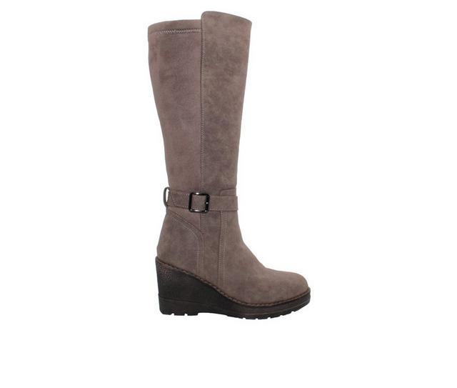 Women's Volatile Cabrillo Wedged Knee High Boots in Taupe color