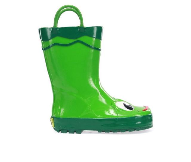 Boys' Western Chief Little Kid Frog Rain Boots in Green color