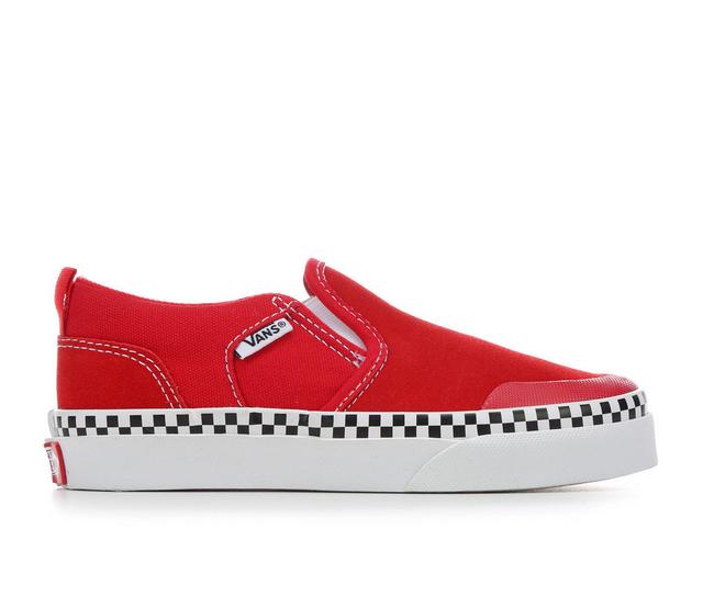 Boys' Vans Little Kid & Big Kid Asher DW Slip-On Sneakers in Red/Side Check color