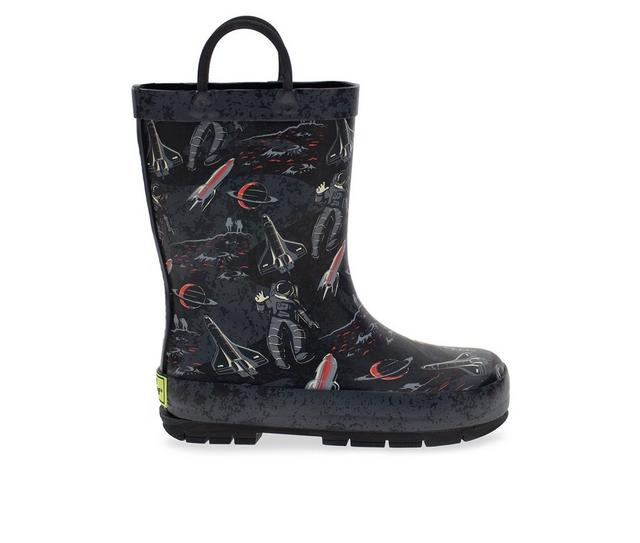 Boys' Western Chief Little Kid Space Tour Rain Boots in Charcoal color